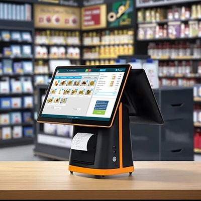 15 بوصة POS AIO آلة شاشة لمسة مزدوجة مراقبة POS لعمليات سجل النقد مثالية لعمليات التجزئة